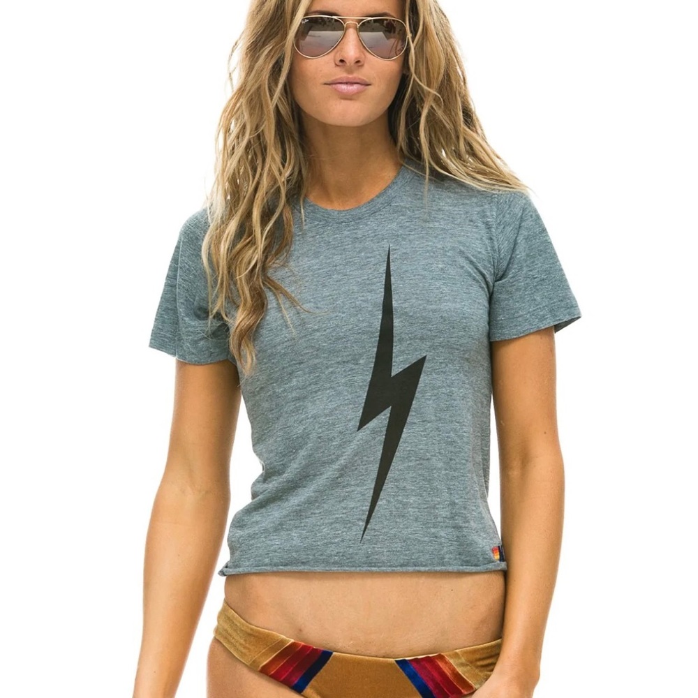 NWT Aviator Nation Bolt Boyfriend Tee- Heather Grey